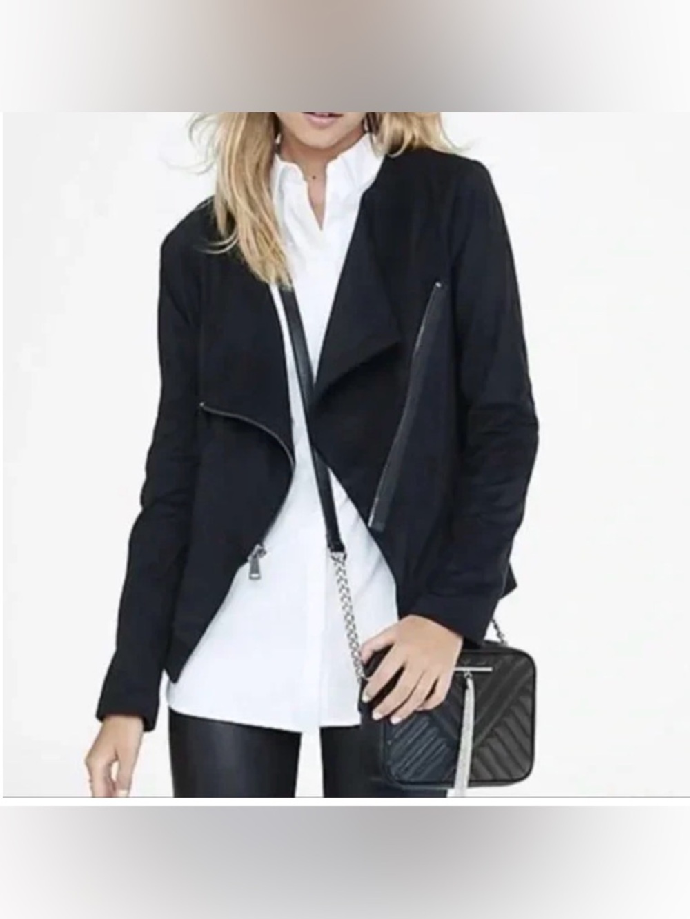 EXPRESS faux black suede moto jacket / blazer